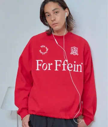 ffein 오버 사이즈 맨투맨 속기모 드로 코드 레드