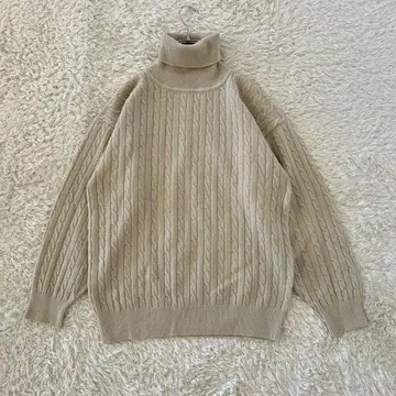 SCAPA 케이블 니트 터틀넥 울 100%