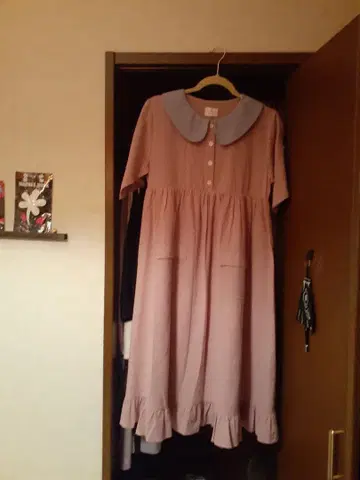 merry jenny 카라 부착 반팔 롱 원피스