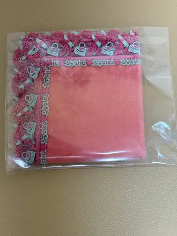 [ 미사용 새상품 ] 긴자와 레이스 25ans 콜라보 손수건 코랄 핑크