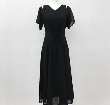 택 포함 CENEA 세네아 백리본 반팔 롱 원피스 드레스