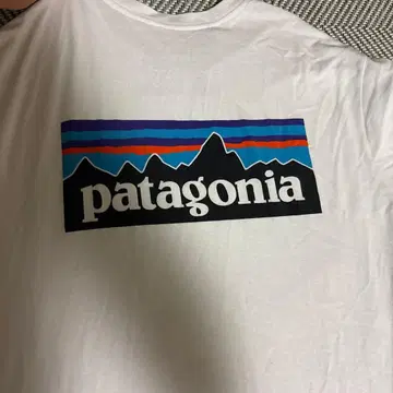 patagonia 로고 화이트 T셔츠