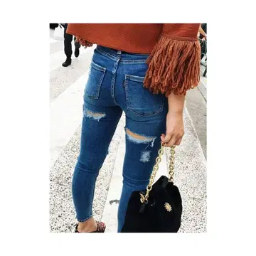 데미지 가공 스키니 데님