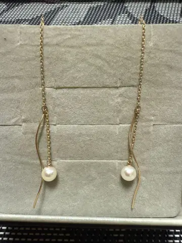 쥬얼리 츠츠미 K10 YG 펄 장식 스윙 귀걸이