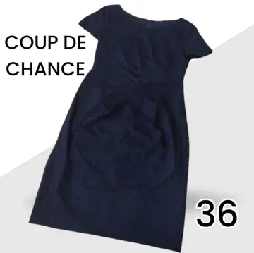 [쿠 드 샹스] 블랙 네이비 체크 반팔 원피스 봄/가을/겨울 36