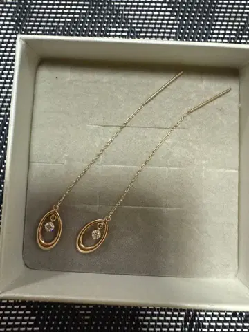 쥬얼리 츠츠미 K10 오벌 모양 롱 귀걸이