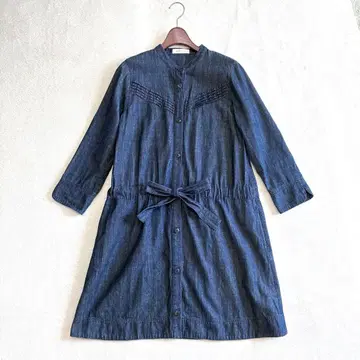 새상품급 Golden Bear 밴드 카라 데님 원피스 튜닉 블루