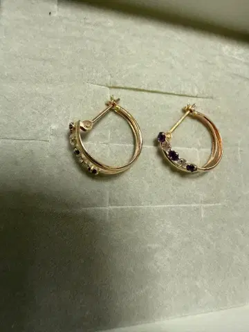 쥬얼리 츠츠미 K10 자수정 후프 귀걸이