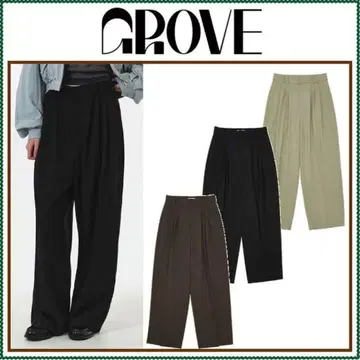 GROVE 블랙 와이드 팬츠
