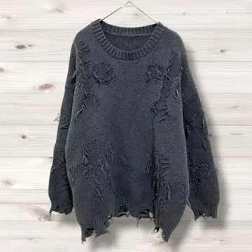 데미지 니트 크로스 십자가 펑크 스웨터 긴팔 1226N