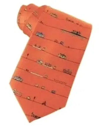 만요선 노면전차 자수 넥타이 생산 종료품