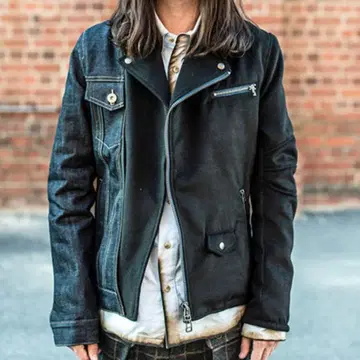 선착순! glamb 데님 도킹 멜톤 더블 라이더 자켓 3