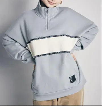 ROXY 맨투맨 상의 하프 업 지퍼 더스티 컬러