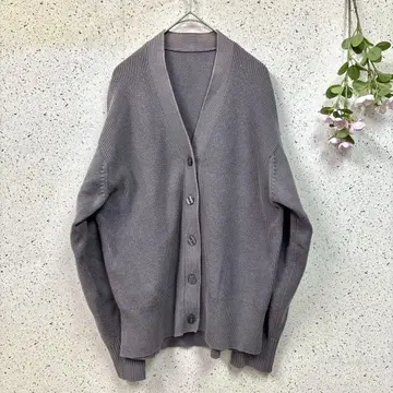 새상품급 [ MUJI ] 무인양품 긴팔 리브 니트 가디건 그레이 (L)