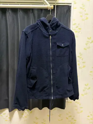 해군 네이비 지퍼 후드티 코튼