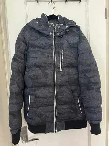 블랙 그레이 카모플라쥬 점퍼 블루종 후드 부착