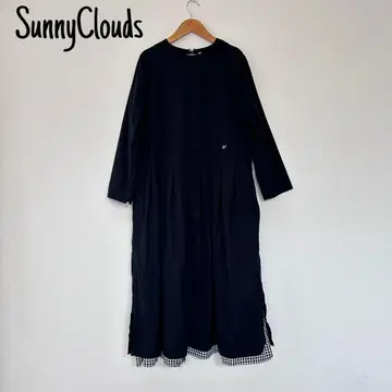 써니클라우드 원포인트 자수 pon 씨의 밑단부터 깅엄 원피스 L