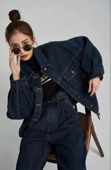 tnewties [ 마우스워시를 마셔버렸다 ] 하이웨스트 데님 NAVY