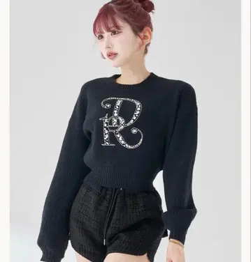 DR 비쥬 볼륨 리브 니트탑 다리치 블랙