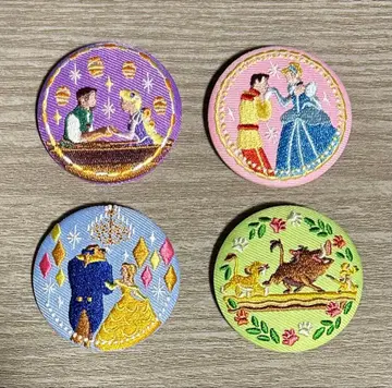 디즈니 프린세스 자수 핀 배지 4개 세트