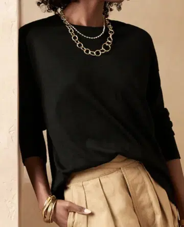 바나나 리퍼블릭 오버 사이즈 워셔블 메리노 스웨터 블랙