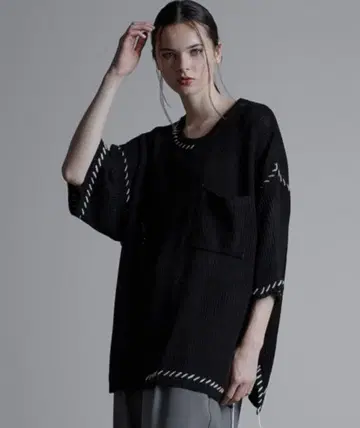 [Loose] 핸드스티치 라이트 시어 메쉬 오버 니트