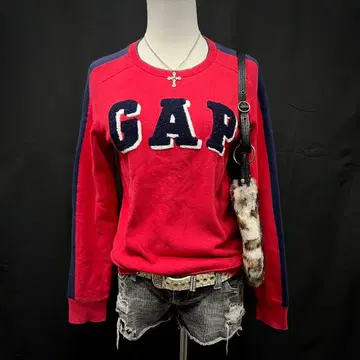 헤이세이 갸루 y2k 그런지 GAP 니트 로고 짧은 기장 속기모