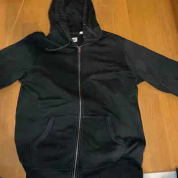 다크 그린 풀 집업 후드 부착 후드티