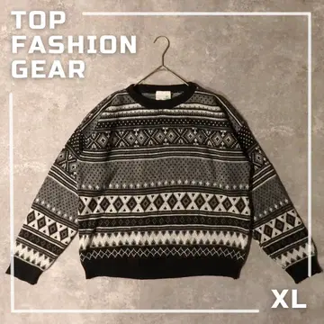 영국제 80s~90s TOP FASHION GEAR 총무늬 자카드 니트