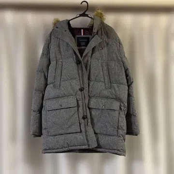 HILFIGER 후드 부착 다운 자켓 그레이