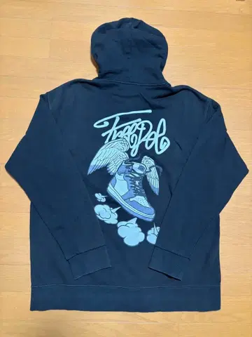 FREEDEE 백 프린트 블랙 지퍼 후드티