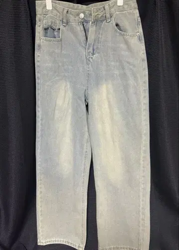 와이드 데님 팬츠 백 하트 프린트 L 사이즈