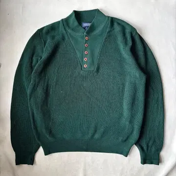 90s USA제 LANDS'END 헨리넥 코튼 니트 스웨터