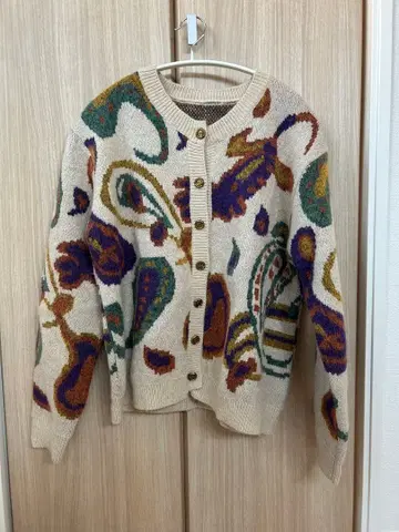 페이즐리 무늬 니트 가디건