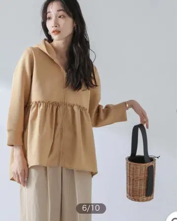 NANO universe 24SS 직물 콤비 지퍼 후드티