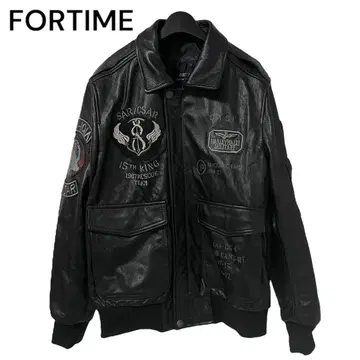 FORTIME / 가죽 자켓 블루종 BLK XL 천연 가죽 a513