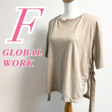 GLOBAL WORK 글로벌 워크 라이트 카키 반팔 티셔츠 캐주얼