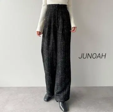 JUNOAH 주노아 라메 트위드 팬츠 블랙 블랙 컬러 S 사이즈