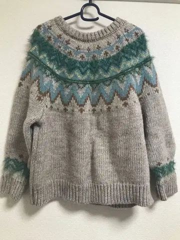 페어아일 패턴 그레이 계열 스웨터 사이즈 One