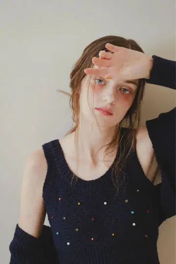 pinue 비쥬 니트 탱크 & 가디건 SET (NAVY)