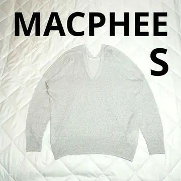 새상품급 맥피 프렌치 린넨 라메 혼방 실버 V넥 니트