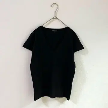 3368 [띠어리] 티셔츠 반팔 v넥 블랙 스트레치 사이즈 2 무지