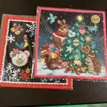 페이러 크리스마스 패턴 손수건 2장 세트