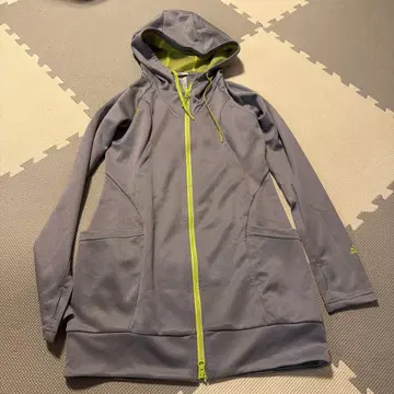 아디다스 그레이 라임 그린 후드 부착 후드티