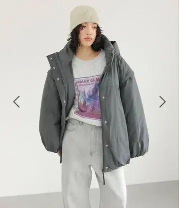 [ 새상품 ] LEPSIM 에어써멀 멀티WAY 후드 코트 차콜 그레이