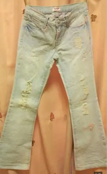 아바크롬비 스티치 데미지 부츠컷 청바지 데님