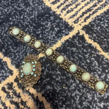 영국제 빈티지 터콰이즈풍 팔찌 & 브로치 앤티크풍