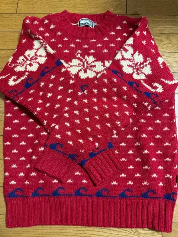 QUIKSILVER 노르딕 무늬 레드 니트 스웨터