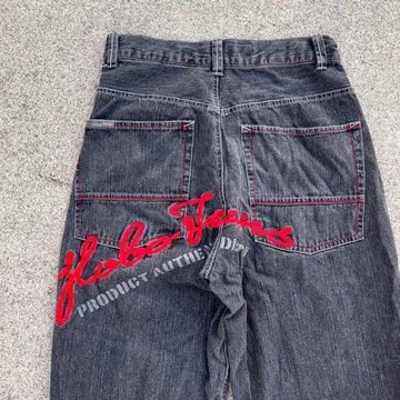 90s hobo 블랙 자수 데님 팬츠