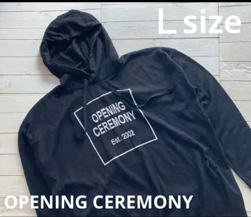 오프닝 세레모니 로고 후드티 L 사이즈 블랙 스퀘어 로고 후디